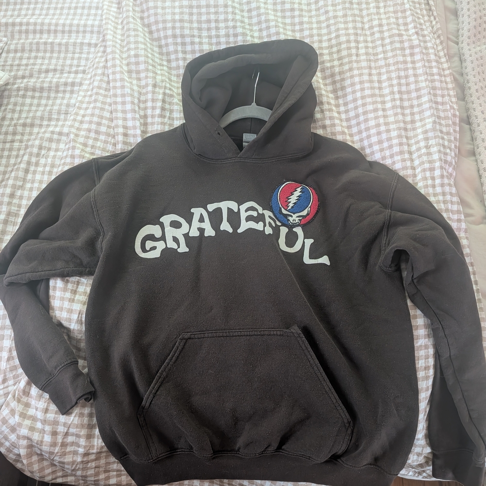 Grateful Dead Brown Pullover Hoodie with Bold Graphic Mens M
